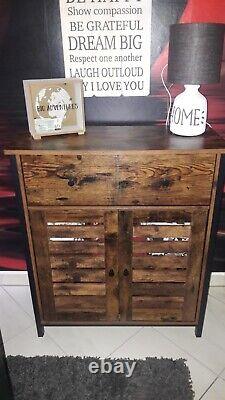 Rustic Brown Freestanding Cabinet Storage Cupboard Drawer and Shelves Sideboard