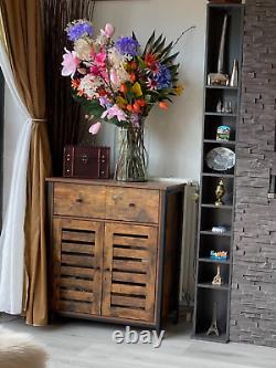 Rustic Brown Freestanding Cabinet Storage Cupboard Drawer and Shelves Sideboard