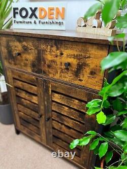 Rustic Brown Freestanding Cabinet Storage Cupboard Drawer and Shelves Sideboard