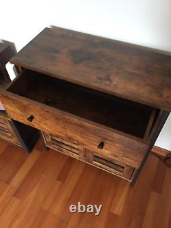 Rustic Brown Freestanding Cabinet Storage Cupboard Drawer and Shelves Sideboard