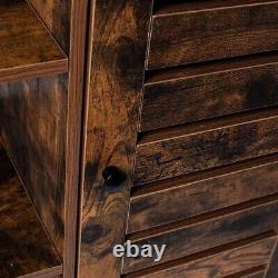 Rustic Brown Storage Cabinet, Three Open Shelves with a Closed Door Compartment