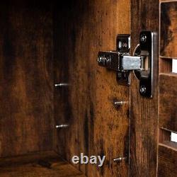 Rustic Brown Storage Cabinet, Three Open Shelves with a Closed Door Compartment