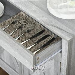 Rustic Grey Sideboard Cabinet Retro Kitchen Cupboard Hallway Storage Organizer