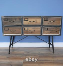Rustic Metal Sideboard Vintage Retro Chest Drawers Large Industrial Cabinet Unit