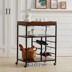 Rustic Retro Kitchen Hotel Drinking Trolley Vintage Serving Cart Bar Metal Frame
