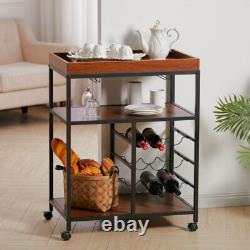 Rustic Retro Kitchen Hotel Drinking Trolley Vintage Serving Cart Bar Metal Frame