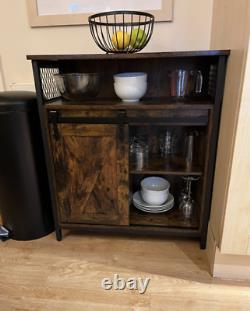 Rustic Side Cabinet Vintage Industrial Drink Storage Bar Shelf Cupboard Unit