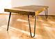 Rustic Vintage Industrial Solid Wood Coffee Table-black Metal Hairpin Legs, Dark