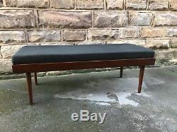 SOLD! Retro Mid-Century Upholstered Teak Bench / Hall / Window Seat Vintage