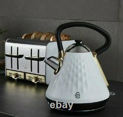 SWAN Gatsby Pyramid 1,7L 3KW Kettle & 4 Slice Toaster Vintage Retro Kitchen Set