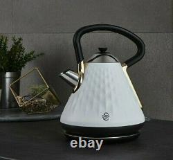 SWAN Gatsby Pyramid 1,7L 3KW Kettle & 4 Slice Toaster Vintage Retro Kitchen Set