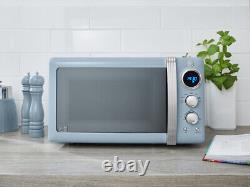 SWAN Retro Blue Jug Kettle 2 Slice Toaster Microwave Bread Bin & Canisters Set