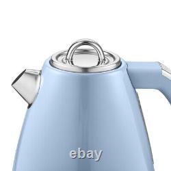 SWAN Retro Blue Jug Kettle 2 Slice Toaster Microwave Bread Bin & Canisters Set