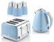 Swan Retro Blue Jug Kettle, 4 Slice Toaster & 3 Canisters Vintage Kitchen Set