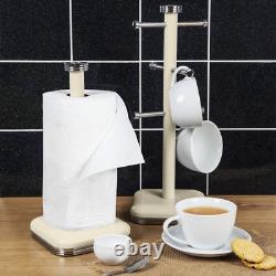 SWAN Retro Cream Breadbin Canisters Mug Tree & Towel Pole Kitchen Storage Set