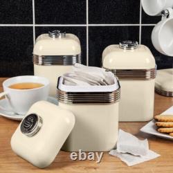 SWAN Retro Cream Breadbin Canisters Mug Tree & Towel Pole Kitchen Storage Set