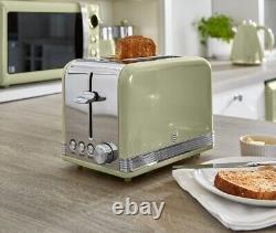 SWAN Retro Green Jug Kettle 2 Slice Toaster & Microwave Vintage Kitchen Set