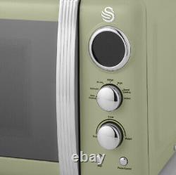 SWAN Retro Green Jug Kettle 4 Slice Toaster & Microwave Vintage Kitchen Set