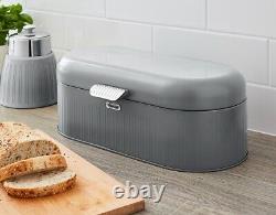 SWAN Retro Grey Bread Bin Canisters Mug Tree Towel Pole Kitchen Storage Set
