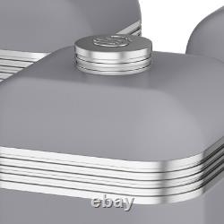 SWAN Retro Grey Breadbin & Tea, Coffee, Sugar Canisters Kitchen Storage Set