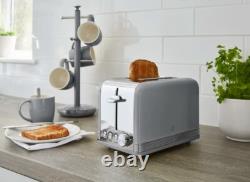 SWAN Retro Grey Jug Kettle 2 Slice Toaster Canisters Mug Tree & Towel Pole Set