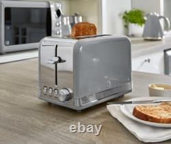 SWAN Retro Grey Jug Kettle 2 Slice Toaster Canisters Mug Tree & Towel Pole Set