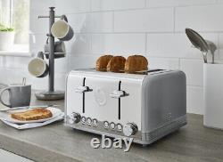 SWAN Retro Grey Jug Kettle 4 Slice Toaster Canisters Mug Tree & Towel Pole Set