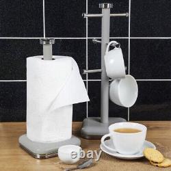 SWAN Retro Grey Jug Kettle 4 Slice Toaster Canisters Mug Tree & Towel Pole Set