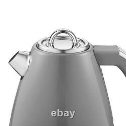 SWAN Retro Grey Jug Kettle 4 Slice Toaster Canisters Mug Tree & Towel Pole Set