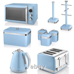 SWAN Retro Kitchen Set of 9 in Blue New Vintage Kitchen Appliances/Accessories