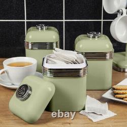 SWAN Retro Kitchen Storage Set Green Breadbin, Canisters, Mug Tree & Towel Pole