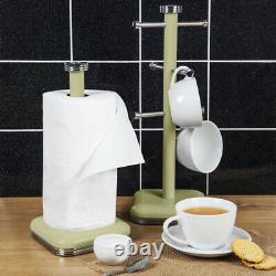 SWAN Retro Kitchen Storage Set Green Breadbin, Canisters, Mug Tree & Towel Pole