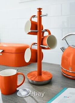 SWAN Retro Orange Bread Bin Canisters Mug Tree Towel Pole Kitchen Storage Set