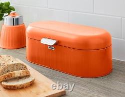 SWAN Retro Orange Bread Bin & Canisters Vintage Design Kitchen Storage Set of 4