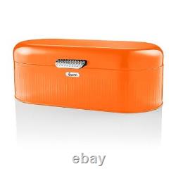 SWAN Retro Orange Bread Bin & Canisters Vintage Design Kitchen Storage Set of 4