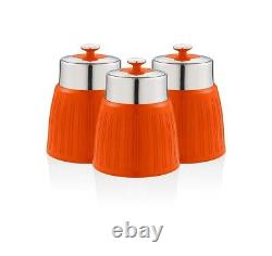 SWAN Retro Orange Bread Bin & Canisters Vintage Design Kitchen Storage Set of 4