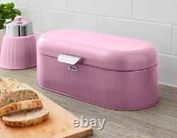 SWAN Retro Pink Bread Bin & Tea, Coffee & Sugar Canisters Kitchen Storage Set