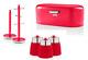 Swan Retro Red Kitchen Accessories Bread Bin Canisters Mug Tree Towel Pole Set