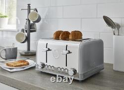 SWAN Retro Temperature Dial Kettle & 4 Slice Toaster Vintage Kitchen Set Grey