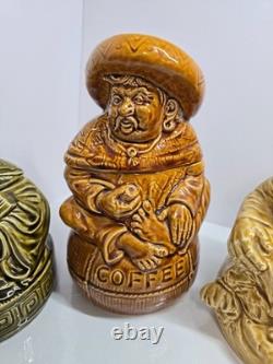 Sadler England Ceramic Figurine Jar Set Sugar Coffee Tea Collectible Vintage