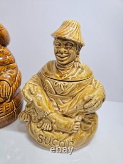Sadler England Ceramic Figurine Jar Set Sugar Coffee Tea Collectible Vintage