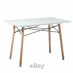 Scandinavian Retro Dining Table Modern Kitchen Table and 4 Dining Chairs White