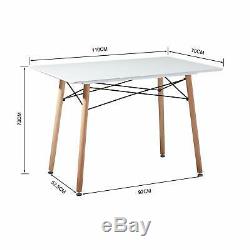 Scandinavian Retro Dining Table Modern Kitchen Table and 4 Dining Chairs White