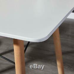 Scandinavian Retro Dining Table Modern Kitchen Table and 4 Dining Chairs White