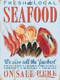 Seafood Metal Wall Sign (2 sizes Jumbo / Super Jumbo)