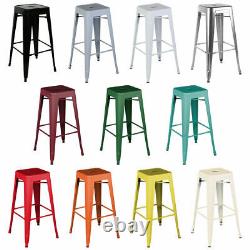 Set 4/2 Stackable Tolix Style Rustic Metal Vintage Pub Bar Stool Kitchen Dining