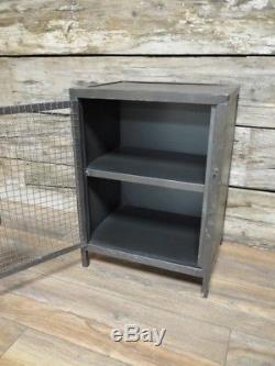 Set Of 2 Industrial Black Cabinets 2 Shelves Rustic Bedside Media Storage Units
