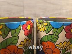 Set Of 4 Ballonoff 1970's Vintage Retro Tin Kitchen Canister Flower Power Mod