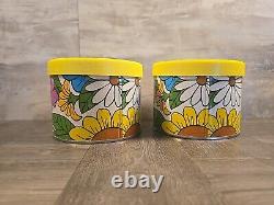 Set Of 4 Ballonoff 1970's Vintage Retro Tin Kitchen Canister Flower Power Mod