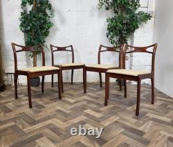 Set Of 4 Vintage Mid-Century Teak Dining Chairs Danish Scandi MCM